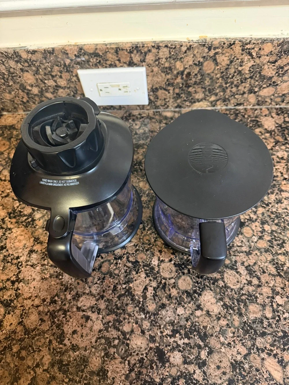 Ninja Clear Plastic Food Processor Bowls with Black Lids and Handles